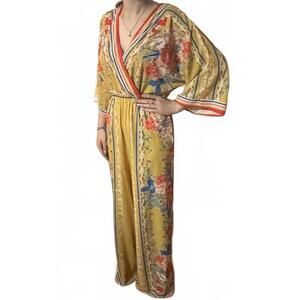 Flying Tomato Floral Jumpsuit / Romper Size Small - Vibrant Yellow Kimono Boho